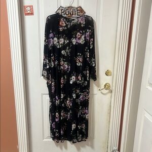 Torrid Floral Black Sheer Cover Up / Thin Jacket
